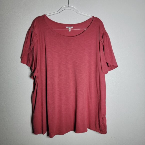 Maurices Flutter Sleeve Top Plus Size 3X Cotton Modal Blend Short Sleeve Stretch - Picture 2 of 6